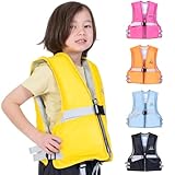 【インストラクター監修】 子供用 ライフジャケット 子供 キッズ 釣り ジュニアフローティングベスト (（シンプルタイプ）イエロー, L)