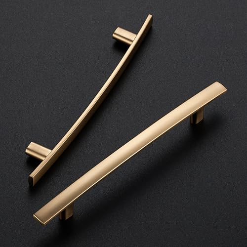 Image of Ravinte 20 Pack Cabinet Handles Champagne Bronze Cabinet Pulls Kitchen Cabinet Handles,Curved Drawer Pulls in 7-1 /4 Inch Length with 5 Inch Hole Center Arch Kitchen Cabinet Hardware