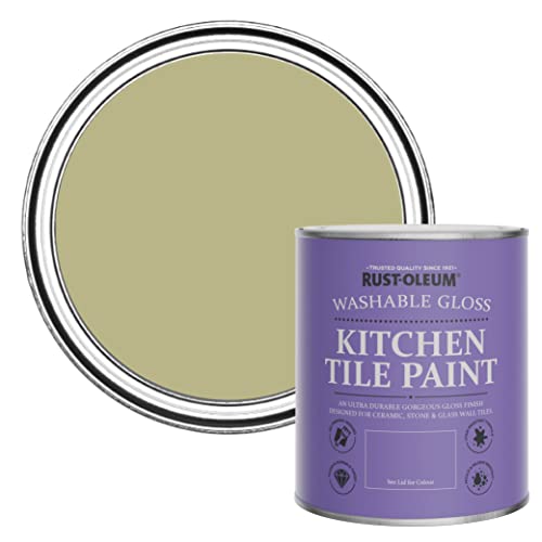 Rust-Oleum Green Water-Resistant Kitchen Tile Paint in Gloss Finish - Sage Green 750ml