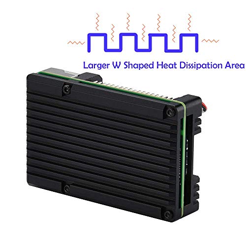REES52 Metal Aluminium Alloy Raspberry Pi 4 Armor Case with Dual Fan Cooling Heatsink for Pi 4 Model/B