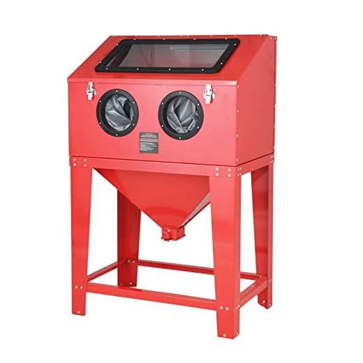 Oarlike Bench Top Abrasive Blast Cabinet 90 Gallon with Glass Viewing Windows for Rust Grime Paint Removing/Various Media Compatible Pressure Floor Sandblaster Cabinet