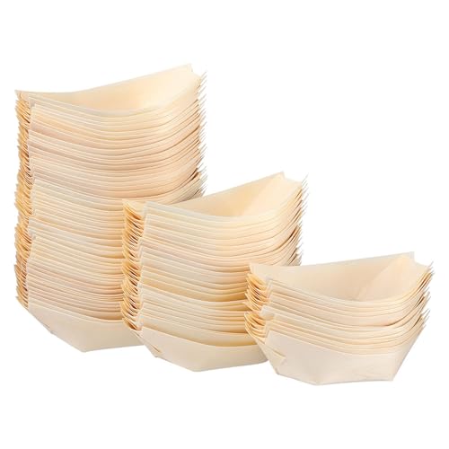 100 platos de sushi de madera decorativos 11.5cm x 6.5cm miniatura 1