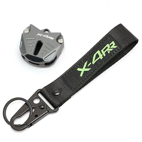 Hovo Yimo Motorcycle Key Cover & Lanyard Set for Ninja ZX4RR - 2024 2025 2026 All Year, Key Shell Cover Keyring Accessories for Ninja ZX4RR Gray