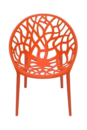 Image of activa Crystal Plastic Arm Chair | Stackable Indoor Outdoor Chair for Home, Balcony, Patio & Garden | Comfortable Designer Armrest Chair | Durable Plastic Seating Furniture (Orange, Set of 2)