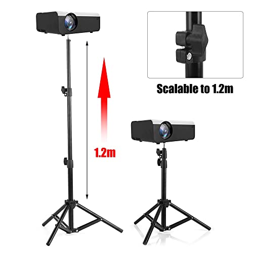Soporte universal para proyector de aluminio para hogar LCD con trípode ajustable y bandeja, interfaz de 6mm para montaje en techo miniatura 2