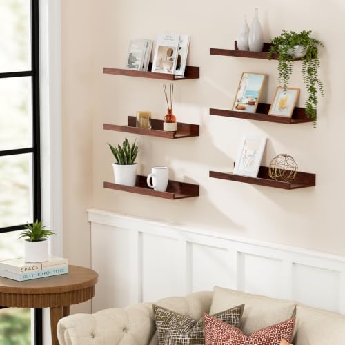 Image of BAYKA 15.7x5.12 Floating Shelves for Wall,Room Decor,Raised Lip,6 Pack