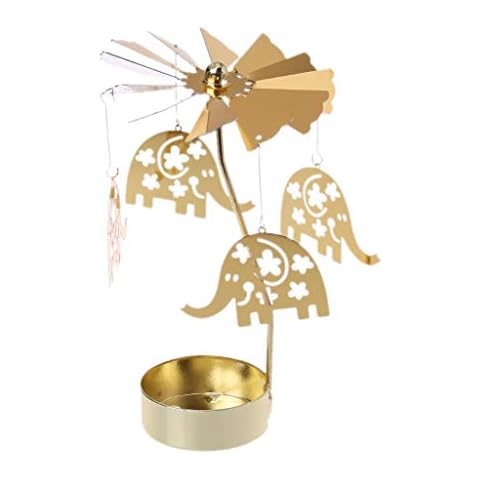 luosh Metal Rotating Tea Light Candle Holder Spinning Carousel Tealight Holder Candle Stand for Home Festival Decoration Cover