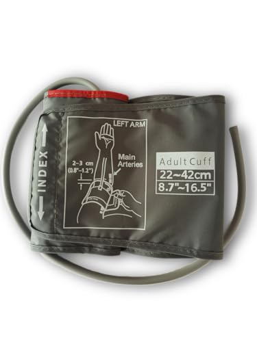 Manguito Tensiómetro Arterial Adulto, 22-42 cm, Compatible con Monitores de Presión Arterial Universales
