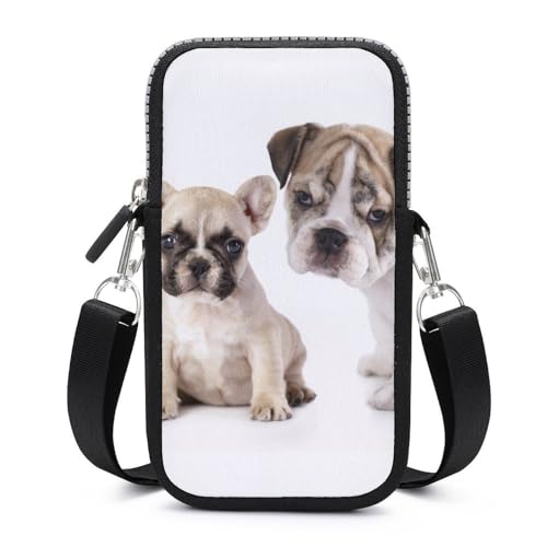 Sac bandoulière téléphone motif chien avec porte-carte intégré pour femme