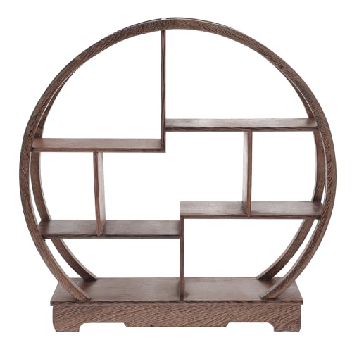 EXCEART Solid Wood Round Display Stand 11.81X11.81X2.24 Inch Wenge Antique Shelf with Traditional...