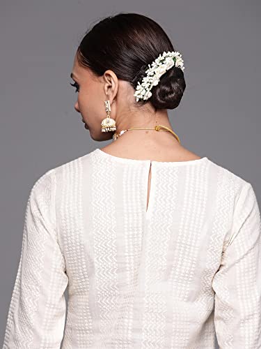 Image of INDO ERA Women's Cotton Blend Ethnic Motifs Straight Kurta with Pant & Dupatta Set (KD0OW4324)