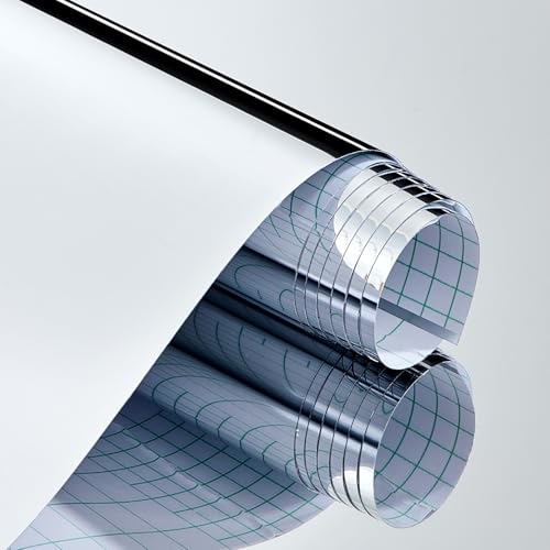 Wenqik Self Adhesive Mirror Paper Stickers for Walls Flexible Mirror Roll Stickers Sheets for Crafts Non Glass Peel and Stick for DIY Home Cabinet Bedroom Door Wall(12 x 118 Inch)