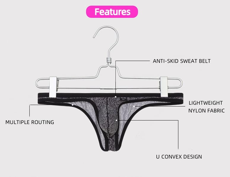 Men's Fashionable Print Thong Underwear Sexy G-String Underpants Breathable Ice Silk Low Rise Bikini Briefs4