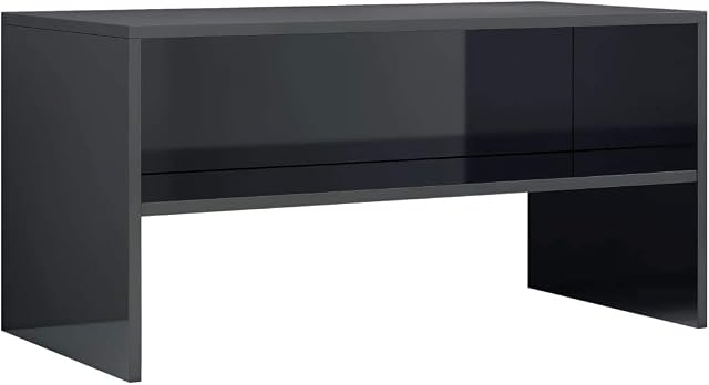 vidaXL TV Cabinet with Open Compartment Living Room Sideboard Furniture HiFi Stand Unit Entertainment Centre High Gloss Black Engineered Wood