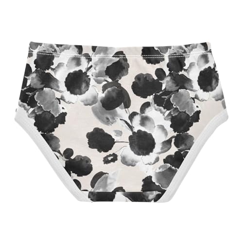 Joisal Cotton Toddlers Underwear Floral Watercolor Floral Black White Little Girl Panties Artistic Kids Undies Briefs 2t2