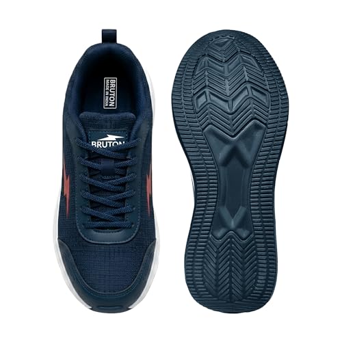 Image of BRUTON Men's Blue Casual Sneakers | Lightweight Cushioned Lace-Up Shoes | Breathable Fashion Footwear for Walking, Travel, College