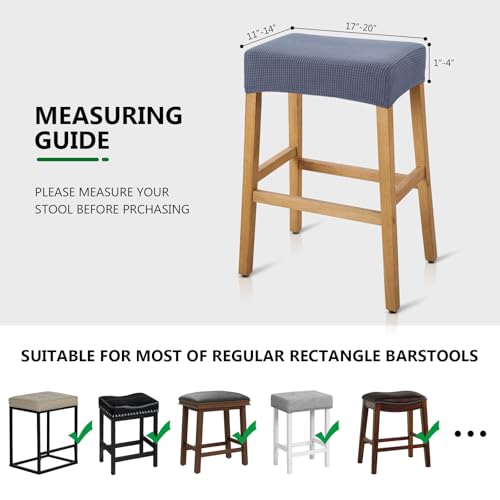 Image of YISUN Stool Covers Rectangle - 2 Pack Stretch Waterproof Saddle Seat Cover Counter Bar Stools Bar Chairs Covers Kitchen Island Chairs Cushion Protector (2, Dark Gray)