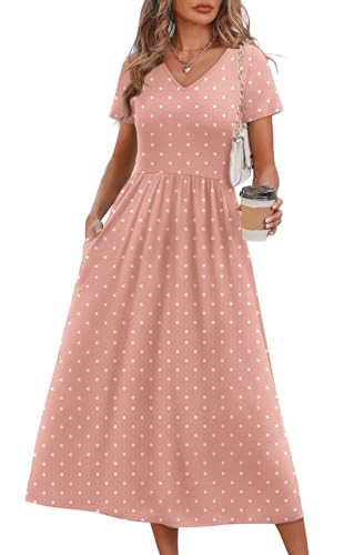 Image of OFEEFAN Summer Dresses for Women Flowy Casual A-Line Midi Dress Beach Vacation Sundresses with Pockets S-2XL