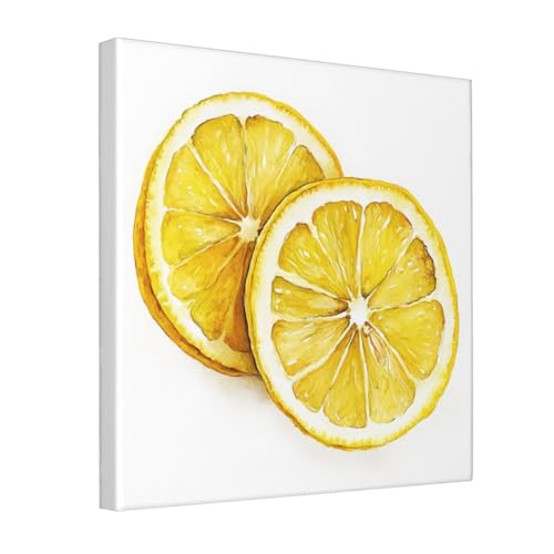 Lienzo decorativo de limón: cuadros para pared enmarcados de 30x30 cm para sala de estar