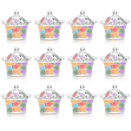 HERCHR 12pcs Claro Cajas de Favor, Transparente Candy Box Caja de plástico Treat Cajas de Embalaje en Forma de Corona para la Boda del Partido