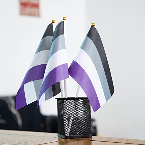 Image of GentleGirl 12 Pack Asexual Pride Rainbow Flags Asexual Small Mini Hand Held Stick Flag Gay LGBT Festival Party Parades Decorations