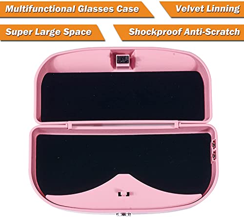 Image of AUGEN Multi-Function Big Face Sunglasses Frame Car Glasses Case Sun Visor Clip Holder Eyeglasses Glasses Case Storage Box Accessories (Pink)