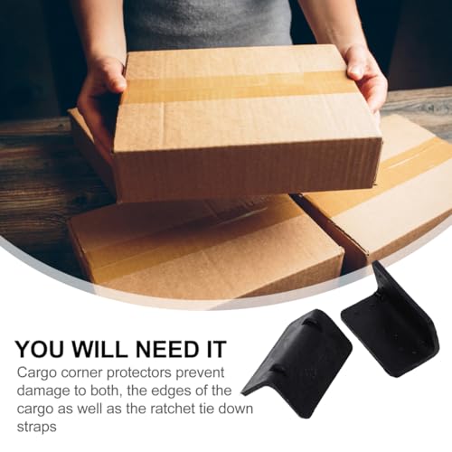 Image of 100 Pcs Black Plastic Corner Protectors for Safe Box Packaging - 2.16 inch X 1.18 inch X 1.18 inch Durable Guards for Shipping and Storage (Pack of 2)