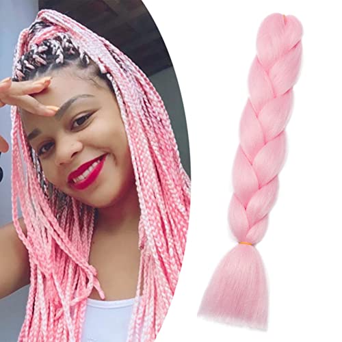 Gairyan Jumbo Braids Hair Extensions for Braiding 24" Colorful Ombre Jumbo Braiding Hair Extensions Synthetic Hair Afro Box Braids Crochet Twists (1 Bundle 100g Pink)