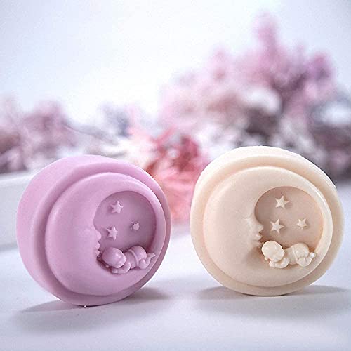 Cestony Moon Sleeping Baby And Star Silicone Soap Mold For Diy Soap Making Supplies #TOP2