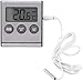 Thermomètre de Réfrigérateur Numérique, LCD Moniteur pour Thermomètre Numérique, Thermomètre Numérique étanche Congélateur Réfrigérateur avec Alarme de Température Haute/Basse