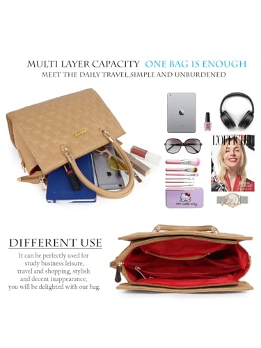 Image of LIKE STYLE Quilted PU Rexine Handbag with Detachable Sling Strap