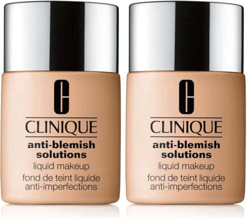Image of Clinique Anti-Blemish Solutions Liquid Foundation Makeup With Salicylic Acid For Dry Combination To Oily Skin Types | Medium Coverage, Natural Matte Finish (Pack of 2)