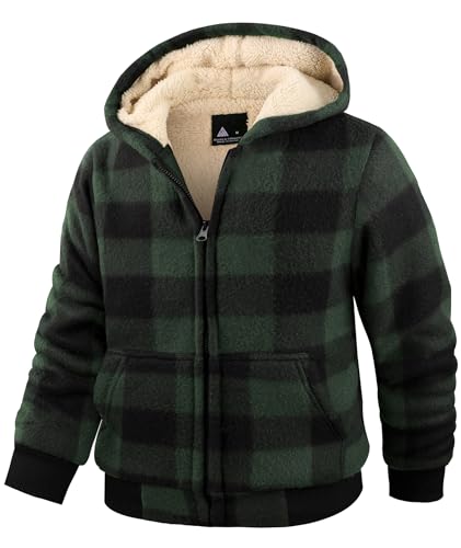 V VALANCH Boys Zip Up Hoodie Fleece Sherpa Lined Hooded Flannel Jacket for Kids 6-15 Years - Image 3