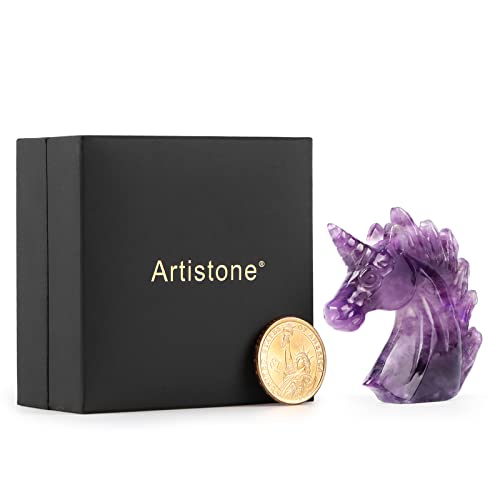 Artistone UNICORN-3IN-AMETHYST 3 Inch Amethyst Crystal Unicorn Statue Hand Carved Gemstone Purple Unicorn Stone Animal Carvings Collectible Figurine Reiki Meditation Desk Home Decor Gift thumb #8
