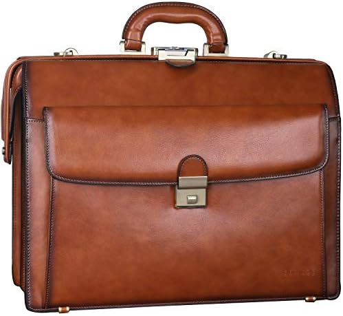 Hespary Full Grain Leather Briefcase Messenger Laptop Bag