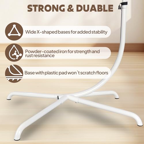 Soporte para Silla de Huevo Colgante Con Marco de Hierro Resistente, Base Estable y Gancho de Resorte - 330 Libras de Capacidad para Balcón, Patio, Jardín al Aire Libre - imagen 5