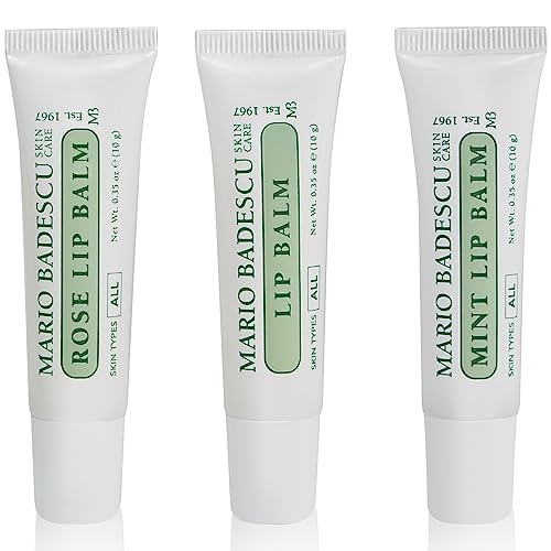 Mario Badescu Lip Balm For Dry Cracked Lips, Trio Pack Includes Mint, Rose, And Original Lip Moisturizer, Ultra-Nourishing Lip Care For Soft, Smooth And Supple Lips, 3 Count #TOP21