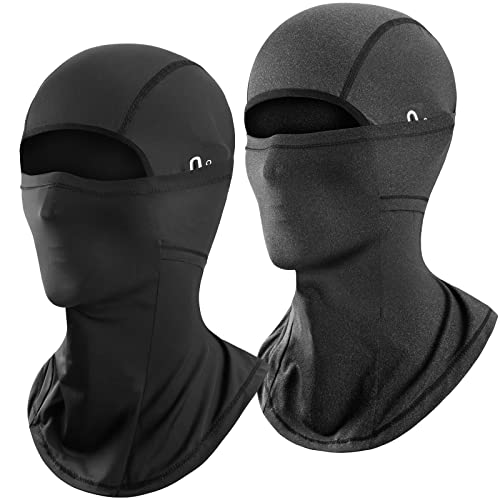 AMFUN 2PCS Balaclava for Motorcycle Cycling Balaclava Ski Helmet, Breathable Sports Face Balaclava, Windproof Waterproof Head Cover, UV Protector Scarf for Men/Women (Black&Grey)