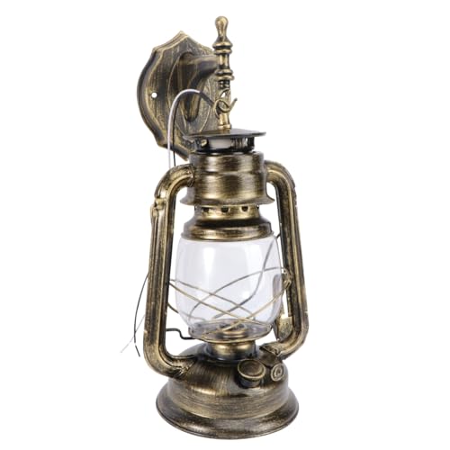 POPETPOP Applique Murale Rétro Vintage en Métal Finition Bronze Verdâtre sans Ampoule, Lampe à Pétrole Décorative pour Restaurant et Couloir, Design Industriel Solide, Lampe Murale