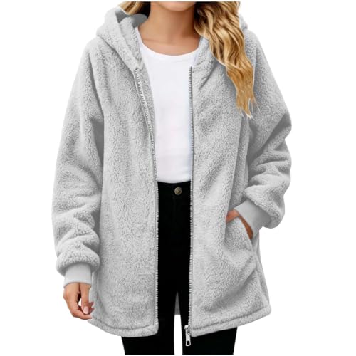 VXRDJU Girls Fleece Jacket Oversized Sherpa Zip Up Hooded Outwear - image 1