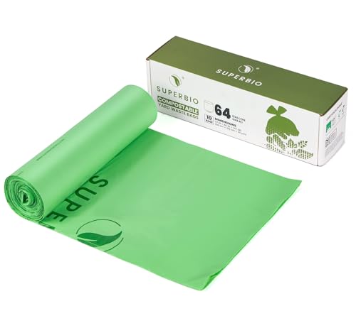 SUPERBIO 64 Gallon Compostable Yard Waste Bags, Lawn & Leaf ...