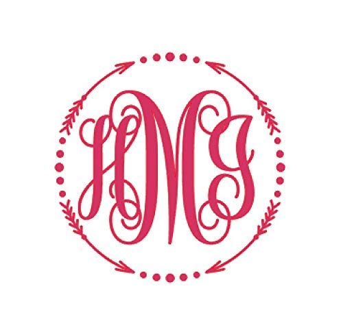 Custom Initial Monogram Vinyl Decal Bumper Sticker, for Tumblers, Laptops, Car Windows - Circle with Arrow & Dot Design