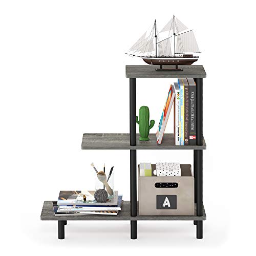 Furinno Turn-N-Tube 3-Tier Sofa Side Table Tall, French Oak Grey/Black - image 3