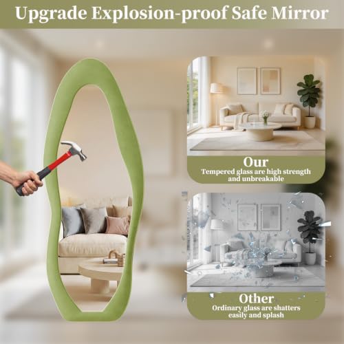 Image of Koonmi Full Length Mirror 71 inchx30 inch, Irregular Flannel Floor Mirrors
