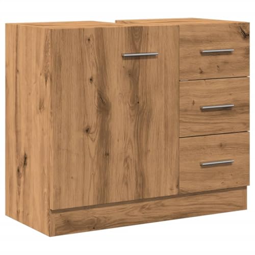 Armario de lavabo en roble con gran almacenaje y estructura compacta de madera 3