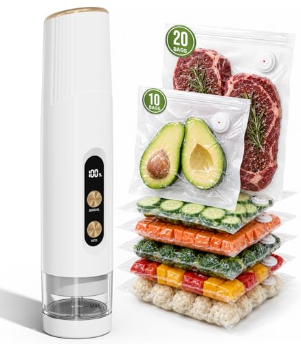 Image of Handheld Vacuum Sealer for Food, Compact Cordless Sealer, 30 Reusable Bags