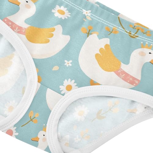 Wusikd White Ducks Girls' Underwear Cotton Crowns Girls Briefs Soft Toddler Underwear 2T4