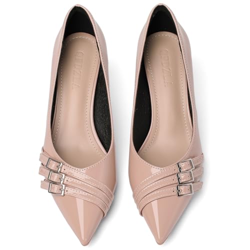 Kitten Heels for Women Leather Comfortable Closed Toe Pointed Toe Heels Wedding Party Dress Pumps Shoes3