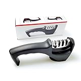 Afilador de Cuchillos Profesional Manual para Cuchillos de todos Tamaños - 3 Sistemas de Afilado - Herramienta de Afilado de Alta Precisión - Base de Goma Antideslizante - 4 Ranuras para Cuchillos