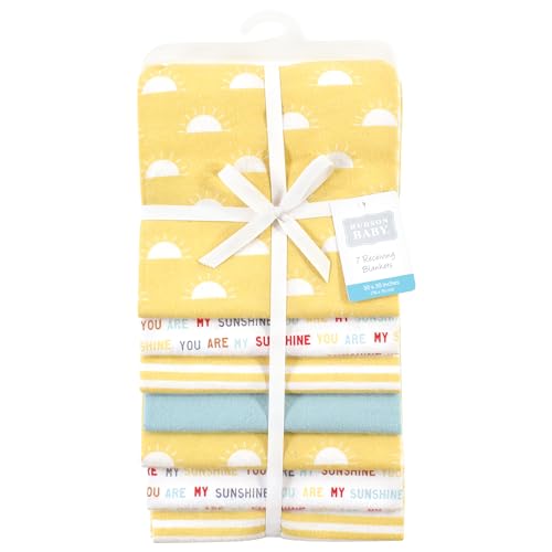 Hudson Baby Unisex Baby Cotton Flannel Receiving Blankets Bundle, My Sunshine, One Size2